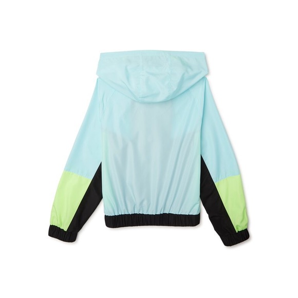 Justice NWT Neon Blue Lime Green Windbreaker Jacket 10 - Picture 6 of 12